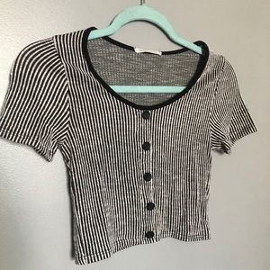 Black and white striped crop top